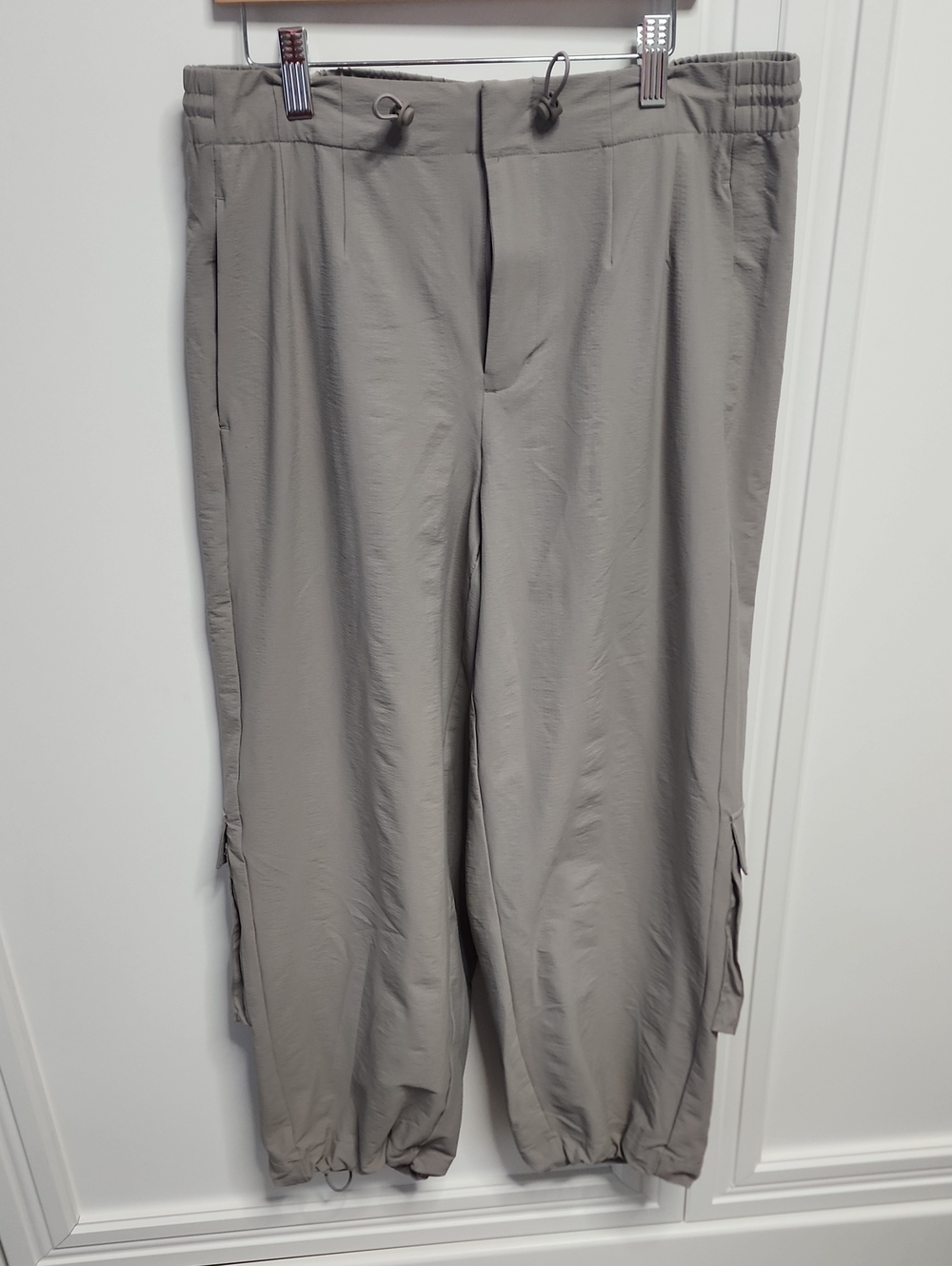 Casual Drawstring Cargo Pants - Taupe